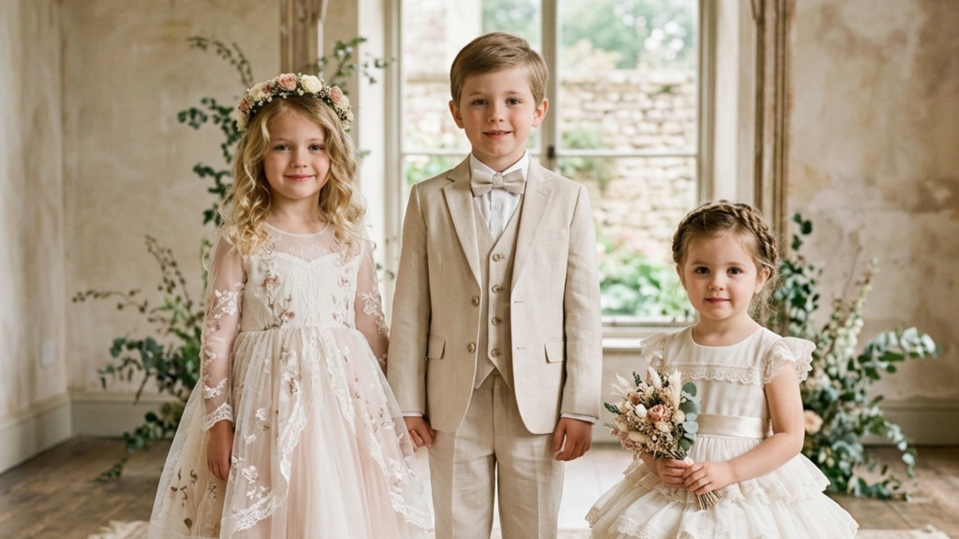 Tendencias de moda infantil de ceremonia 2026 con tonos neutrales y elegantes
